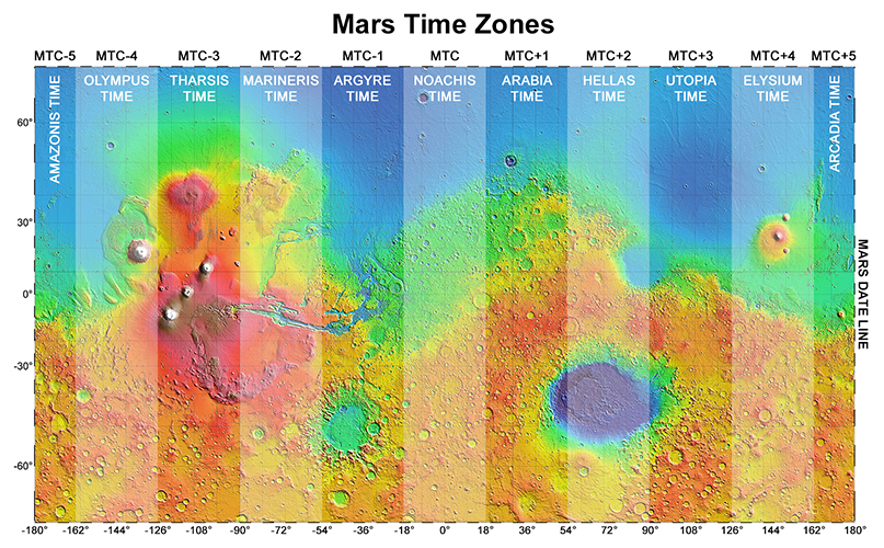 Mars time zone map - click to enlarge